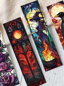 30pcs Gothic Window Lattice Bookmark Cartoon Reading Pages, Book Label Decorations, Creative Gifts For Students, DIY Page Label Bookmarks, Back To School Decor - Gothic Window Lattice Bookmark - View 3