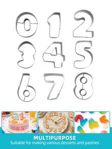 9Pcs 0 To 9 Digit Number Cookie Cutter Set, Stainless Steel Biscuit Molds For Fondant, Fruit, Cake, Birthday Anniversary DIY Baking Supplies - View 5