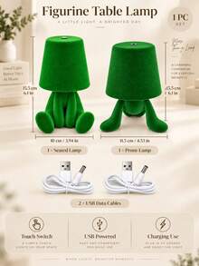Adorable Character Night Light USB Rechargeable Touch Table Lamp 3 Color Modes Portable Bedside Lamp For Bedroom Desk Living Room Decor - Multi-color light - View 13