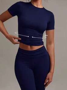 XLLAIS Kaos Kasual Lengan Pendek Polos Dasar Wanita Musim Panas 2025 - Royal Blue - View 2
