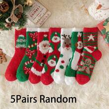 1/3/5 Pairs New Christmas Socks, Soft & Fun, Warm & Elastic, Suitable For Winter Wear, Novel & Colorful, Unisex Holiday Mid-Calf Socks - Multicolor - View 9