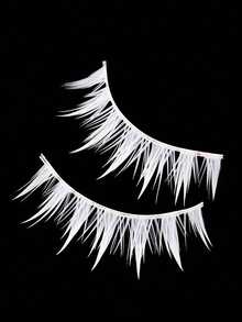 White Natural Look False Eyelashes, Demon Style, COS Cosplay Anime Convention, 3 Pairs/Box, Halloween - White - View 5
