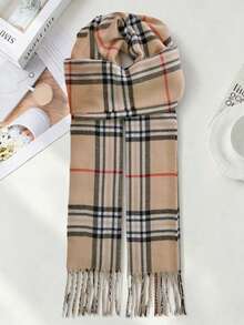 Classic Plaid Scarf, Versatile Boyfriend Gift, High-Quality Reversible Warm Scarf For Men And Women, Suitable For Autumn/Winter - Beige - View 5