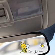 Vinyl Rearview Mirror Decals Feature Cute Cartoon Bee Designs With Floral And Butterfly Patterns. These Glossy Stickers Are Perfect For Decorating Cars, Laptops, And Bottles - L - View 4