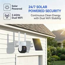 szsinocam Kamera Luar Ruangan Bertenaga Surya Lensa Tunggal 2K, Kamera Nirkabel WiFi 2.4GHz, PTZ Dapat Diputar, Penglihatan Malam Berwarna, Audio Dua Arah, Deteksi Gerakan Manusia, IP66 untuk Halaman - Putih - View 2