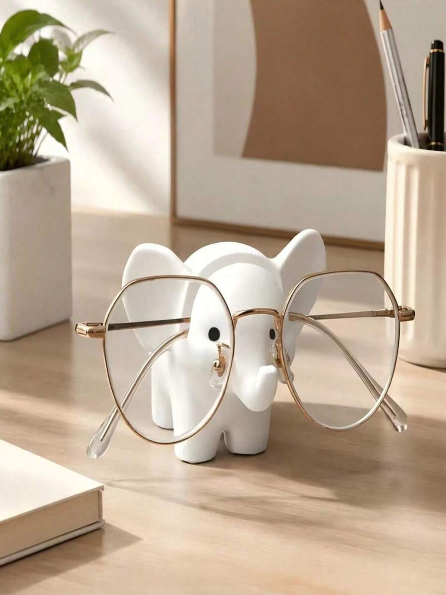 3D Cute Elephant Shaped Fashion Glasses Display Stand, Creative Elephant Glasses Holder Ornament, Stable Glasses Display Rack, Fun Resin Glasses Storage Holder, Suitable For Back To School, Teacher's Day And Birthday Occasions - Multicolor - View 1