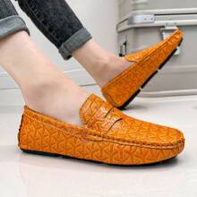 Men's Casual Handmade Soft Leather Soft Sole Brogue Style Tassel Driving Shoes Spring Summer Gentleman Plus Size Colorful Loafers - Yellow - View 9
