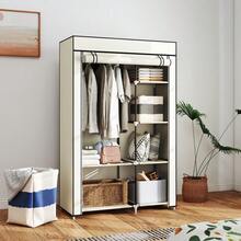 Fabric Wardrobe W/ Shelves Hanging Rail Foldable Wardrobe Cream - T0001-01-8087 - View 5