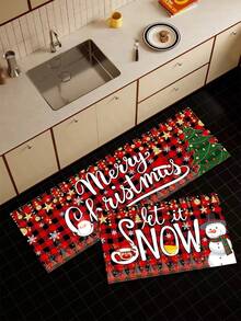 1 buah Keset Natal Motif Kotak-kotak Merah & Hitam dari Tanah Diatom, Motif Santa Claus & Pohon, Anti Selip dan Anti Lelah, Alas Karet Penyerap Minyak, Keset Dekorasi Liburan untuk Dapur, Pintu Masuk, Kamar Mandi, dan Ruang Cuci - MultiWarna - View 11
