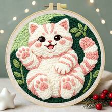 DIY Punch Needle Kit For Beginners – Includes Punch Needle, Yarn, Instructions, Square Hoop & Pre-Printed Fabric (Animals With Hearts). Creative Craft For Wall Decor Or Gifting. 2D Printed Punch Needle Starter Kit. 20x20cm (7.87x7.87 In). - Cheerful Animals - View 14