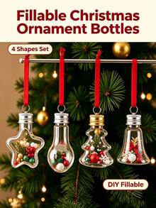 1/4/8/12pcs Refillable Christmas Tree Shaped Decorative Balls, Transparent Plastic Bottle Spheres With Hanging Pendant, DIY Fillable Color, Suitable For Christmas Tree, Holiday Party Decoration - Multicolor - View 1