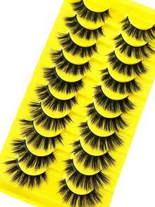 2026 New 10 Pairs Cat Eye False Eyelashes, Natural Soft Long Style, Transparent Stem, Cartoon Style, Suitable For Exaggerated Makeup, Reusable, Easy To Wear, Create Natural Makeup Effect, Suitable For Daily, Party, Wedding, Holiday And Other Occasions - Black - View 4