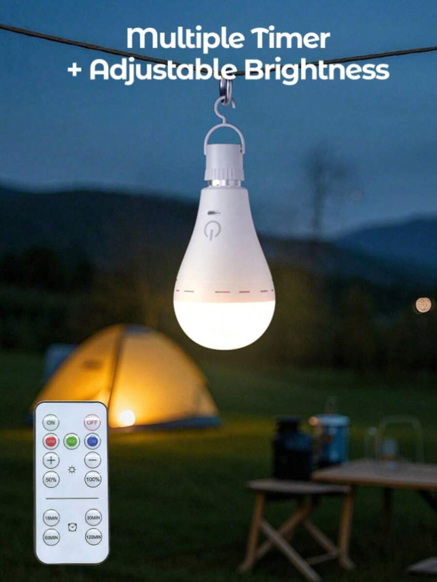 1/2pcs Smart Remote Control LED Bulb, Large Capacity Battery, Ultra Long Battery Life, With Remote Control, Rechargeable LED Bulb, Detachable, Ambient Light, Table Lamp, Wall Lamp, Ice Hockey Light, Emergency Light, 3 Color Lights, USB Charging LED Bulb With Hook - Portable High Brightness, Suitable For Bedroom, Living Room, Compatible With Remote Control, Suitable For Various Lamps, Outdoor, Camping, Multiple Colors And White Adjustable - Various - View 1
