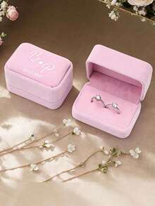 New Personalized Wedding Ring Box, Engagement Ring Box, Proposal Ring Box, Modern Ring Box, Anniversary Gift, With Customized Display Stand And Velvet Lining, Holds 2 Rings, Suitable For Wedding, Engagement And Proposal Occasions To Store Jewelry - Multicolor - View 10