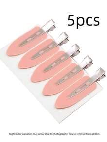 5pcs Minimalist Seamless Hair Clips Suitable For Daily Wear - Pink - View 7