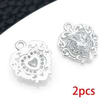 2pcs 18K Gold Plated Vintage Hollow Heart Charm Micro Pave CZ Rhinestone Heart Pendant For DIY Bracelet Necklace Jewelry Making Craft Accessories - Multicolor - View 8