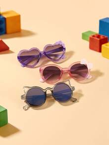 1set 3pcs Kids 3-8Y Heart & Cat Ear PC Frame Fashion Glasses, Cute Style For Party & Vacation With Glasses Box - Multicolor - View 6