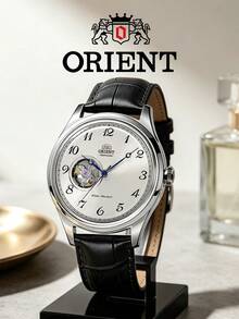Orient Men's Automatic Mechanical Watch, Open Heart White Dial Leather Strap 30M Waterproof Wristwatch RA-AG0014S10B - White - View 1
