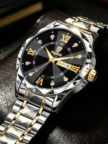 2pcs/Set Boys Stainless Steel Dual Calendar Display Watch Set, Sporty & Fashionable - Multicolor - View 7