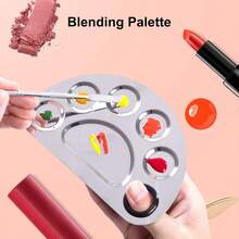 1pc Crescent Moon Shaped Mixing Palette With Scraper, Suitable For Nail Art, Beauty And Makeup, Cosmetic Mixing Tool - Silver - View 2