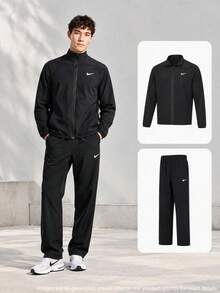 Nike Men's Sports Set AS M NK DF FORM JKT Quick-Dry Jacket + AS M NK DF FORM PANT ALT Quick-Dry Fitness Sports Pants - Black - View 1