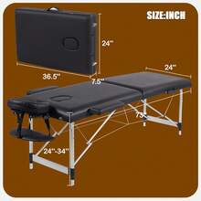 Camilla de Masaje Portátil Negra 213x61x86 cm| Cama Plegable de Aluminio Ajustable con Extensión de Cuello y Orificio Facial| para Masaje Pestañas Tatuaje y Spa de Belleza| Fácil de Transportar - Negro - Ver 4