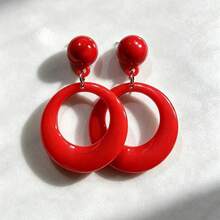 1 Pair Round Plastic Earrings Fluorescent Color Party Exaggerated Earrings - Multicolor - View 3