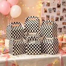 12/6pcs Black & White Checkerboard Pattern Gift Boxes / Party Favor Packaging Boxes / Birthday Wedding Christmas Gift Boxes / Checkerboard Gift Boxes / Paper Gift Boxes / Christmas Gift Boxes, Party Favor Boxes / Birthday Holiday Celebration Packaging Gift Boxes - Black and White Checkered Gift Box - View 3