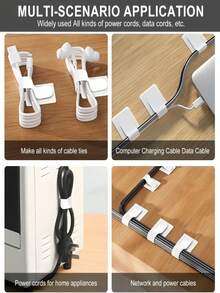 10pcs/Set Nylon Cable Ties, High-Strength Material, Flexible And Wear-Resistant, Easily Bundle Data Cables, Earphone Cables, Power Cords And More, Say Goodbye To Clutter! Great Value Set, Meets Multi-Scenario Usage Needs; Adjustable Tension Design, Securely Fixed Without Loosening. Multiple Colors Available, Easier Classification And Marking; Compact And Lightweight, No Burden To Carry. Suitable For Home, Office, Car And Other Occasions, Essential Tool For Cable Organization! - Self-adhesive - View 4