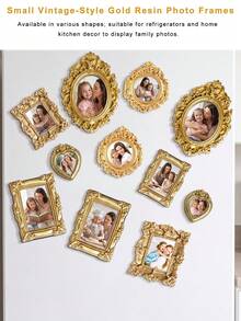10 buah/1 buah Bingkai Foto Resin Mini Vintage Mewah Bergaya Barok, Dekorasi Bingkai Foto Mini Rumah Boneka Natal DIY, Cocok untuk Adegan Dongeng, Pajangan Jendela, Pajangan Perhiasan, dan Hadiah untuk Keluarga dan Teman - MultiWarna - View 7