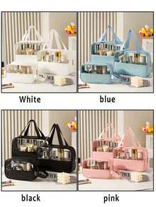 Transparent Travel Toiletry Bag, PVC Makeup Bag, Unisex Travel Toiletry Bag, Cosmetic Storage Bag, Travel Organizer Accessory, Waterproof Large Capacity Design, Suitable For Daily Use, Business Travel - Multicolor - View 6
