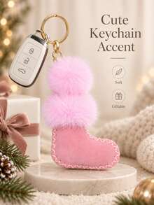 Autumn/Winter New Cute Fashion Personalized Pom Pom Christmas Sock Pendant Mini Boots Charm Fashion Versatile Keychain Designer Style Suitable For Girls Gift - Multicolor - View 4