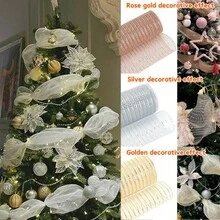 1 Roll 9m Long Christmas Decorative Mesh, Holiday Gift Mesh, Christmas Tree Decorative Mesh, Holiday Decorative Mesh, Christmas - Multicolor - View 2