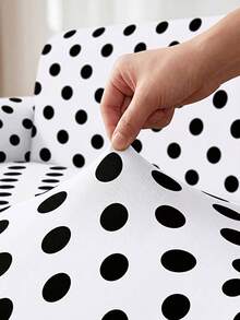 1pc Polka Dot Print Milk Silk Sofa Cover, High Elasticity Washable, All Season Use, Suitable For Patio, Garden, Poolside And Multiple Occasions, Sold Individually, Sofa Cover Protector, Fits 1/2/3/4 Seater Sofa - Multicolor - View 2
