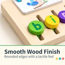 Wooden Spelling & Color Matching Board, Montessori Alphabet Word Building Toy With Flip Cards, Preschool Learning Gift - Multicolor - View 8