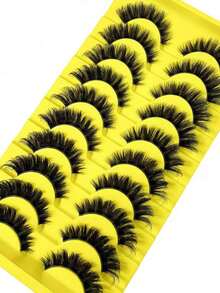 2026 New 10 Pairs Cat Eye False Eyelashes, Natural Soft Long Style, Transparent Stem, Cartoon Style, Suitable For Exaggerated Makeup, Reusable, Easy To Wear, Create Natural Makeup Effect, Suitable For Daily, Party, Wedding, Holiday And Other Occasions - Black - View 7