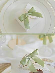 10pcs/20pcs/50pcs Sage Green Satin Bows, Self-Adhesive Ribbon Bows For Gift Wrapping, Pre-Made Ribbon Bows For Wedding, Bridal Shower, Birthday Party, Valentine's Day Decoration - Sage Green - View 7