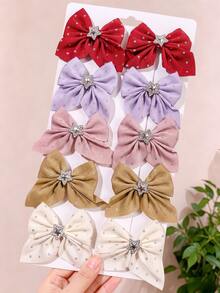 2/6/10pcs/Set Star Decor Morandi Color Bow Hair Clips, Fresh Hair Accessories - Suitable For Girls And Women, Applicable For Daily Wear, Vacation, Party, Gathering - Multicolor - View 7