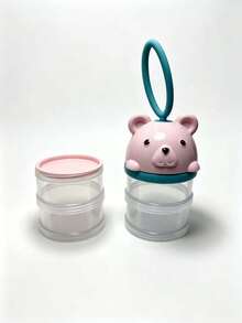 1pc Portable Multi-Layer Baby Formula Milk Powder Dispenser With Bear Design, Transparent, Detachable 3/4 Layers, Milk Powder Box - Multicolor - View 16