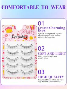 5 Pairs Manga Style EyeLashes With Black Band Natural Long Cosplay Makeup Cross Big Eye Lashes And Full Strip False Eyelashes 4-12MM - Black - View 5