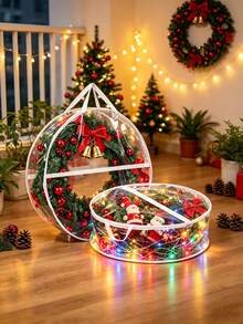 Christmas Transparent Home Storage Organizer Foldable Storage Bag With Zipper And Handles, Christmas Party And All-Season Home Decor Storage - Clear - View 3