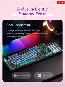Lenovo Keyboard Mekanik GK10, keyboard berkabel ukuran penuh 104 tombol dengan tombol yang dapat diganti panas (hot-swappable) dan anti-ghosting penuh. Ideal untuk esports, gaming, dan penggunaan kantor. - View 3