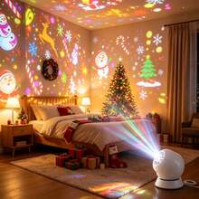1pc USB Christmas Projection Night Light, LED Dynamic Christmas Atmosphere Light, 360° Rotatable Non-Slip Base, ABS Material, Exclusive Christmas Gift. Projects Dreamy Christmas Decoration Patterns On Ceiling And Walls, Halloween, Christmas, Birthday Gift - Multi-color - View 3