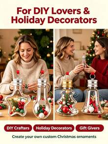 1/4/8/12pcs Refillable Christmas Tree Shaped Decorative Balls, Transparent Plastic Bottle Spheres With Hanging Pendant, DIY Fillable Color, Suitable For Christmas Tree, Holiday Party Decoration - Multicolor - View 5