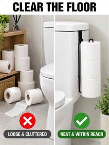 Toilet Tissue Holders, No Drilling Design, Black, White, Gold, Silver Wall Mounted Bathroom Storage Organizer, Kitchen Cabinet, Laundry Room, Small Space Hanging Rack, Home Decoration, Relaxing Atmosphere - Multicolor - View 6