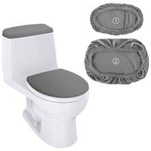 1 Set (2pcs) Super Soft Toilet Seat Cover And Tank Lid Decorative Protective Cover Set, Toilet Seat Cover And Dust Cover, Elastic Toilet Seat Cover With Elastic Base, Machine Washable, Suitable For Most Toilet Tanks And Toilet Seats, Home Decor - Multicolor - View 16