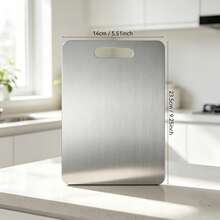 3pcs/1pc Premium Stainless Steel Double-Sided Cutting Board, Convenient Kitchen Double-Sided Stainless Steel Cutting Board, Suitable For Meat, Fruit And Vegetable Kitchen Cutting Board, Thickened Anti-Mold, Suitable For Home And Restaurant Use, Easy To Clean With Water, Essential Kitchen Tool For Home Cooks And Cooking Enthusiasts, Used For Cutting Meat, Cheese, Bread, Vegetables And Fruit, Suitable For Home, Dorm, Kitchen Tools, Suitable As Home Gift, Christmas Or Back To School Gift. - Silver - View 11