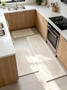 Geometric Style Kitchen Long Mats, Long Anti-Slip Carpets, Water-Absorbent And Oil-Resistant, Suitable For Kitchen Corridors, Entranceways And Autumn Home Decoration Carpets. - Apricot - View 2