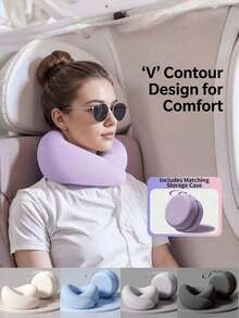 U-Shaped Travel Neck Pillow, Travel Pillow, Comfortable Sleep, Ergonomic Design, Suitable For Travel Airplane, Car, Home, Essential For Road Trips, Includes Portable Storage Box, Travel Essential, Travel Neck Pillow - Multicolor - View 6