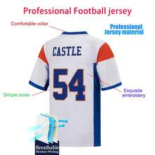 Jersey Rugby Bordir Bertema Film Thad Castle #54 White Blue Mountain State - Bahan Jala - Putih - View 4
